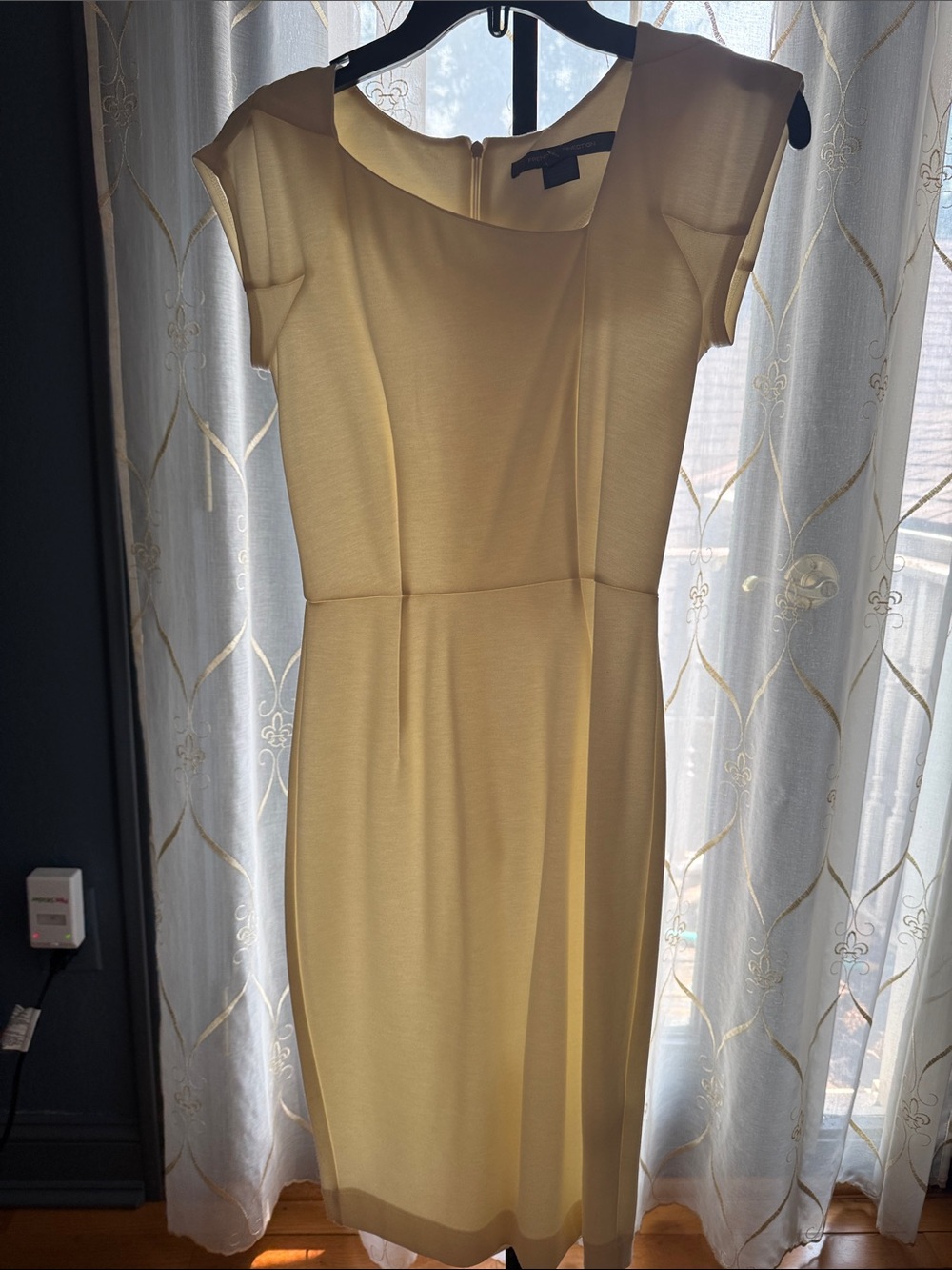 French Connection Cream Midi Sheath Dress